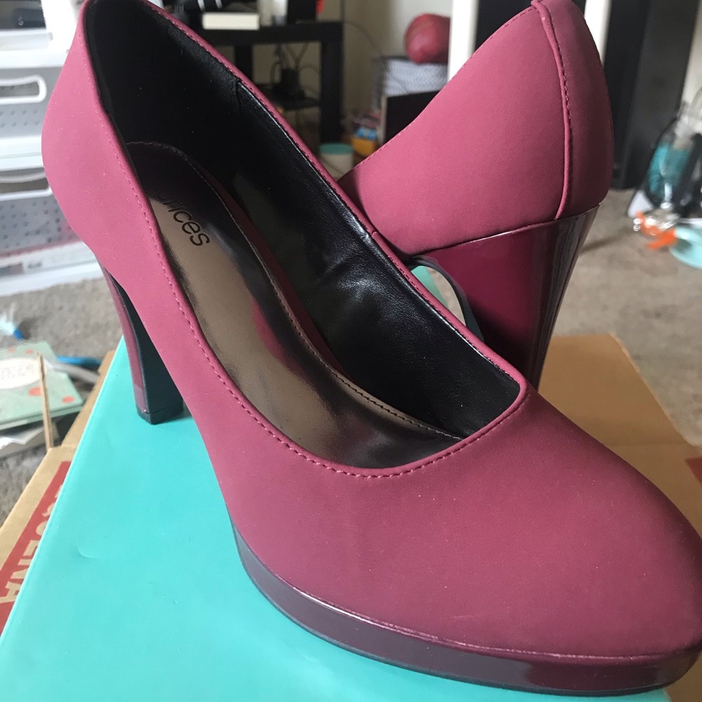 Burgundy Platform Pumps